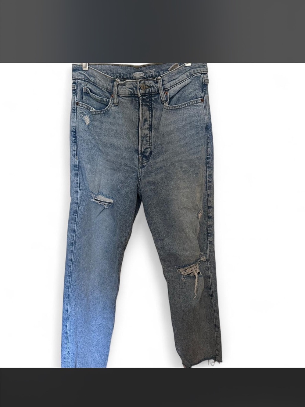 Distressed Blue Jeans - Classic Straight Fit
